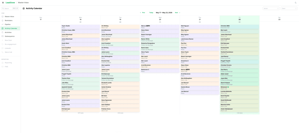 MasterInbox — Activity Calendar